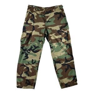 VTG Military BDU Pants Mens Medium Short 35x29.5 Woodland Camo Combat Ripstop